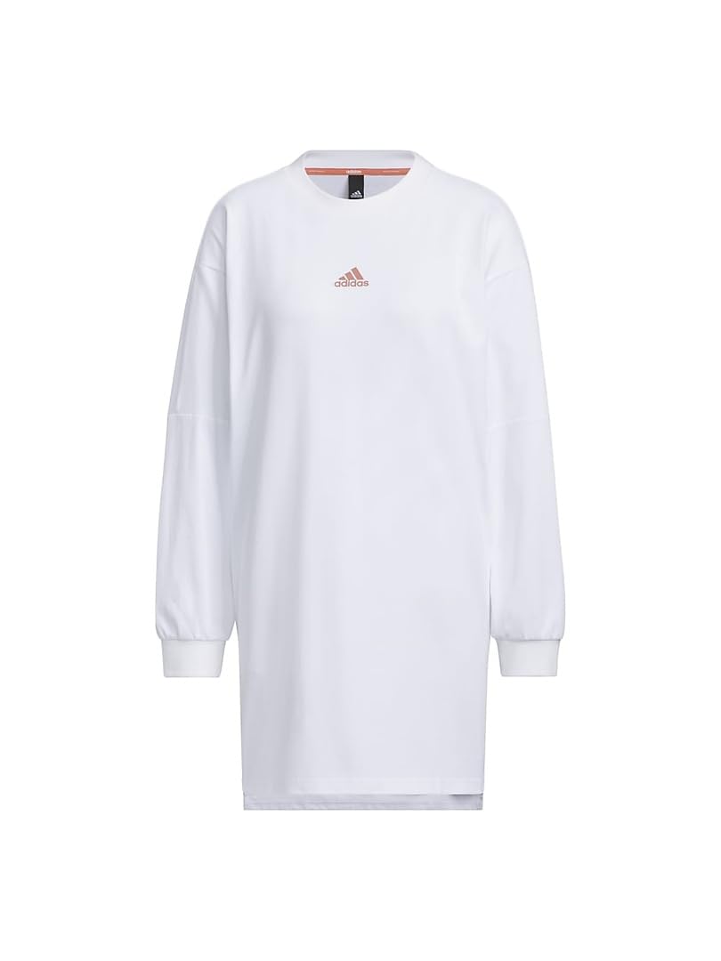 

Adidas Туника из одинарного джерси с надписью и длинным рукавом, свободного кроя IEH94, белая женская футболка (IK9892) Ж/М