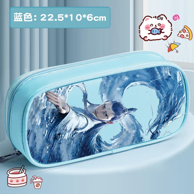 New Primary School Students Cartoon Pencil Bag Double-layer Simple Large-capacity Stationery Box Cartoon Pencil Bag High Value