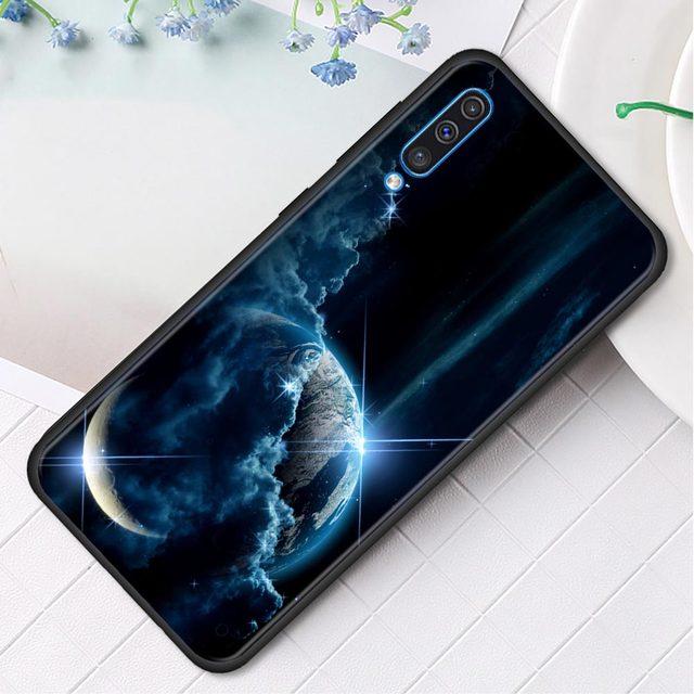 Silikonowe etui na telefon do Samsung Galaxy A50 A70 A10 A20e A30 A40 A20s A10s A10e A80 A90 A60 A30s Pokrowiec Shell Ziemia Księżyc Planeta