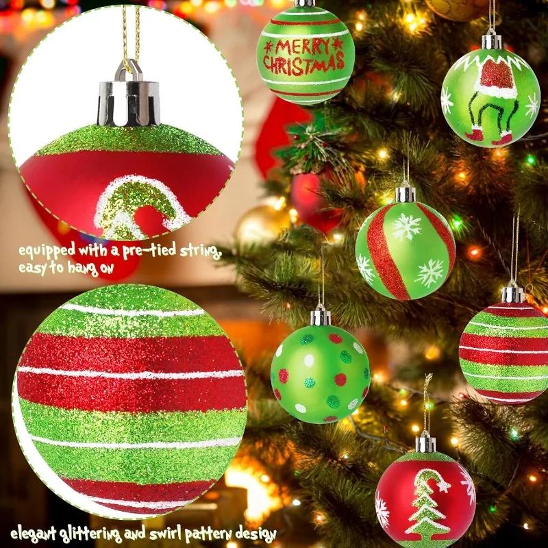 Pack of 12 Christmas Decorations Hand-painted Electroplated Plastic Christmas Ball Christmas Tree Pendant Holiday Decorations