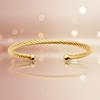 JONC Bracelet Woman 18 Carat Gold Plated Rigid Twisted Braided Diameter 56mm Hallmarked Jewel Mirror Shine Chic Trendy Luxury Jewel