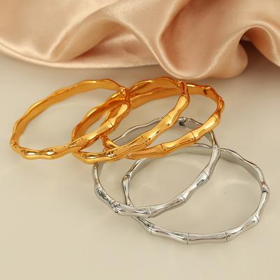 Handgefertigtes Flaches Reiches Bambus Festival Armband Titanstahl Goldbeschichtetes Armband Retro Neues Chinesisches Bambus Armband