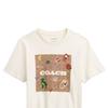 Coach Logo Letter Print Round Neck Short Sleeve T-Shirt Women Tops Cream CX172-CRM