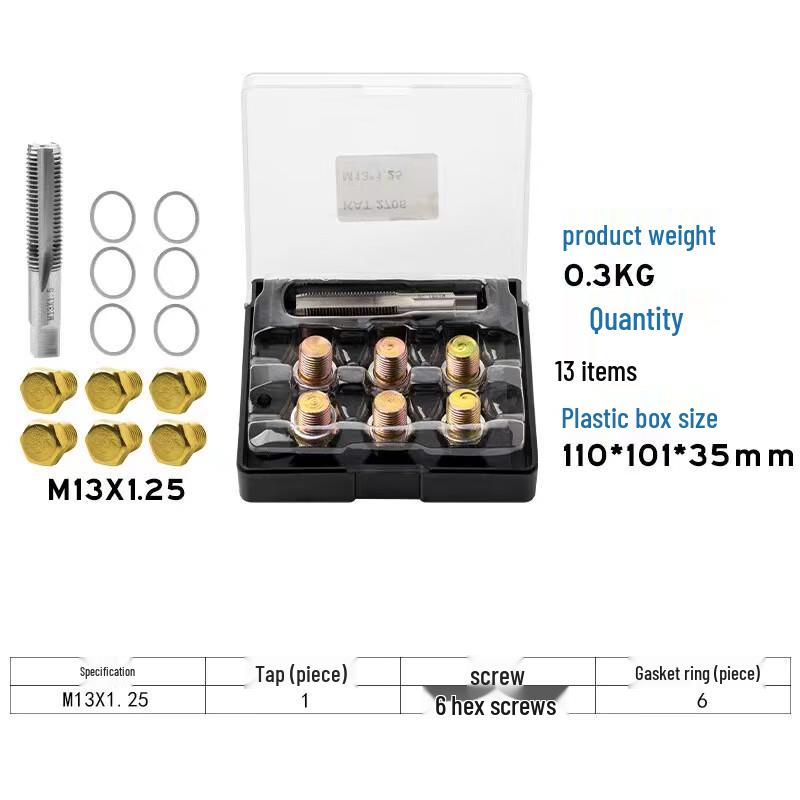 Automotive Oil Pan Drain Plug Thread Repair Kit CN plug (adapter included)