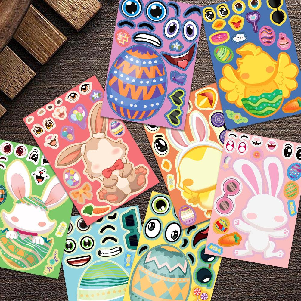 Sticker Faces for Kids 8-Sheet Funny Easter Party Favors Fun Kids Make Your Own Stickers for Boys Girls Children Home School Car