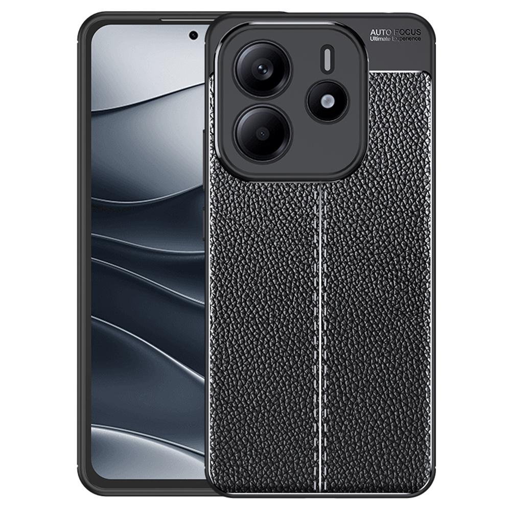 For Xiaomi Redmi Note 14 5G Case Litchi Texture TPU Flexible Phone Cover,Black