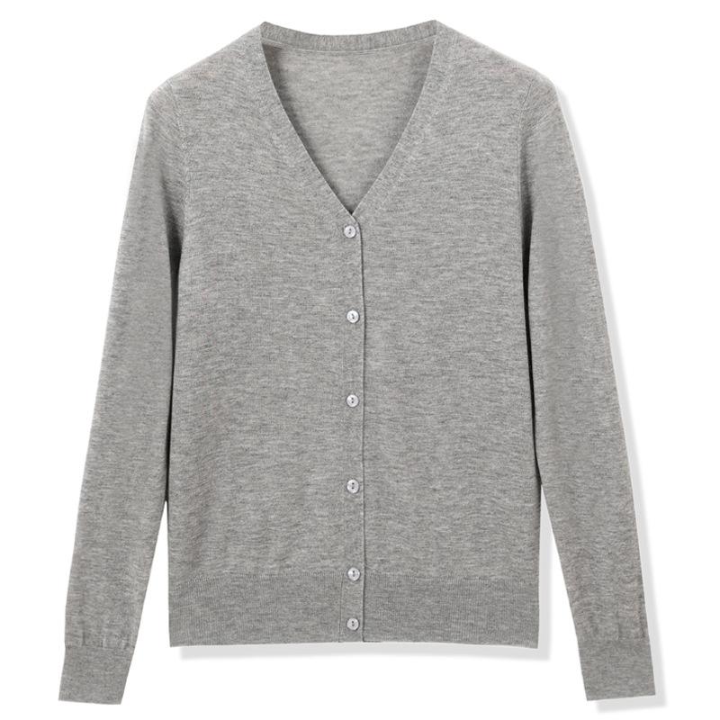 V-neck Long-sleeved Cardigan Women's Spring and Autumn New Korean Version Loose and Versatile Thin Sweater Jacket