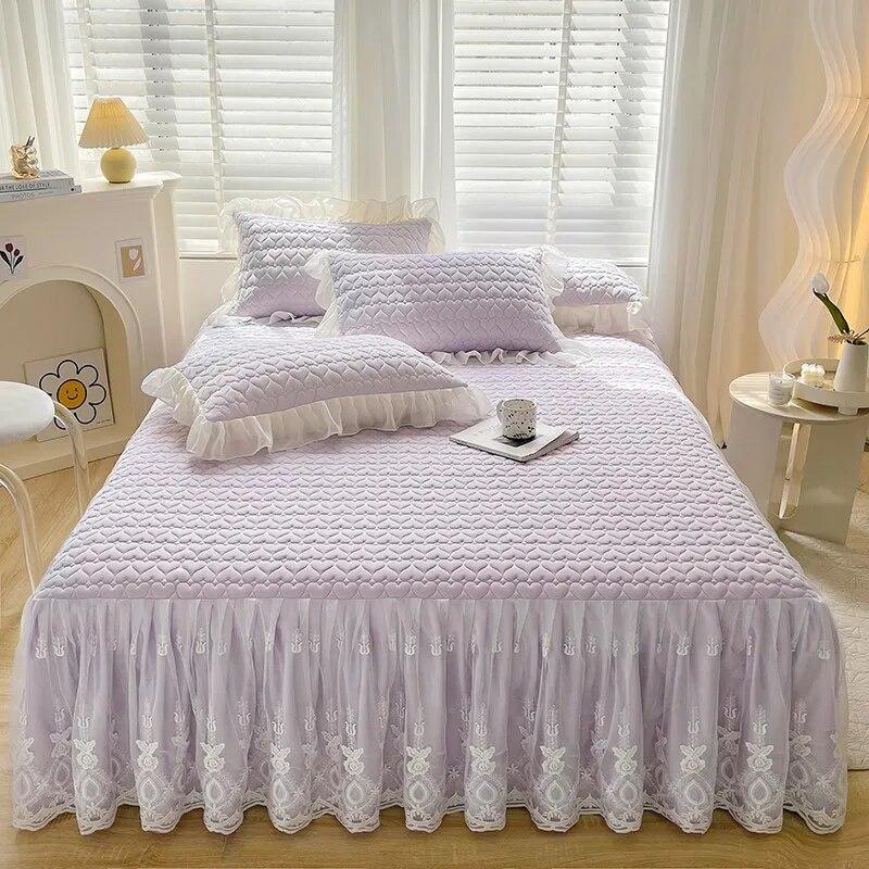 

Стеганое латексное охлаждающее покрывало в форме сердца, летнее покрывало, элегантное кружевное покрывало на кровать, двойной моющийся спальный коврик с 2 наволочками 180x200cm 71x79inch