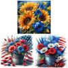 Independence Day Flower 5D DIY Full Drill Round Diamond Painting Kit Home Decor