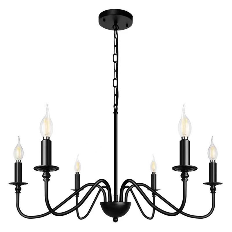 Retro Loft Osvětlení Lustru do Obývacího Pokoje E14 Vintage Americký Styl Černý/Zlatý Stropní Lustr Domácí Světlo do Jídelny