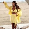 Ladies' Lantern Sleeve Loose Shirt Half Skirt Set Yellow Casual Set Spring Summer New Outfit Ladies' Plus Size Set Daily Commuting Style
