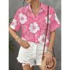 Simple and Personalized Love Print Summer Women's Plus Size Lapel Short Sleeved Shirt Fashionable Daily Versatile Casual Top