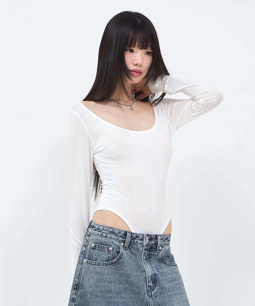 Sekeondeusolteu Salt Lettering Bodysuit (White)