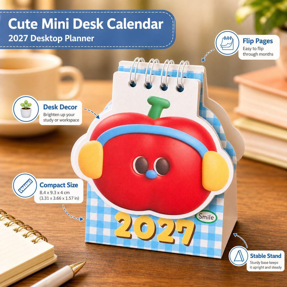 Mini Desk Calendar Spiral Desk Calendar Cartoon Paper Calendar To Stand Neatly Home Office