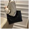 Simple Solid Color Large Capacity Tote Bag Casual Soft Leather Shoulder Bag for Women