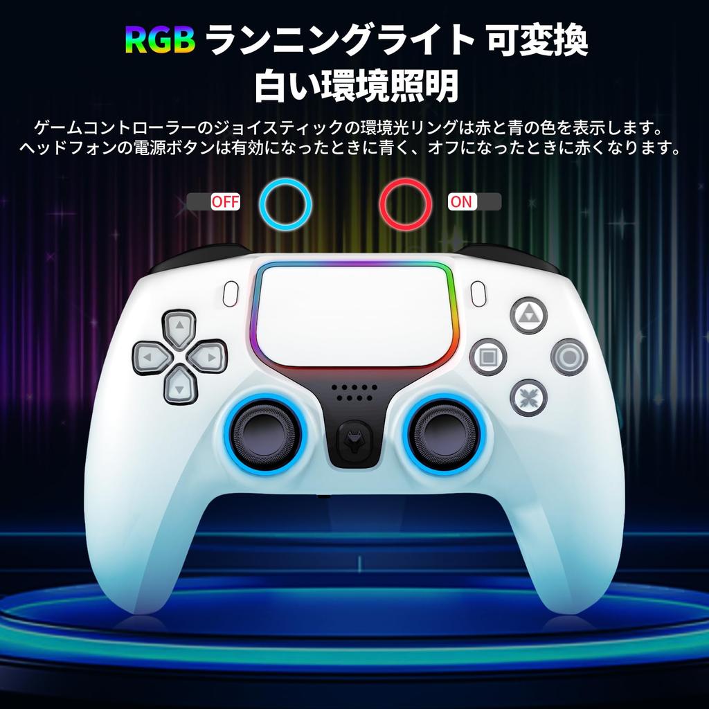 NBCP Wireless Grip [Compatible with PS4PS3PCiOSAndroid] with Rear Buttons, Hall Effect Triggers, Custom RGB Lighting, 1200mAh Battery, Turbo Fire,