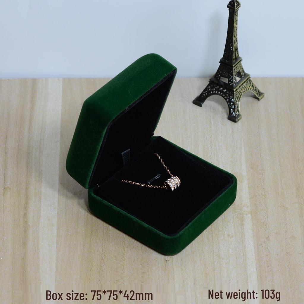 Scatola Gioielli Verde Scura in Velluto - Scatola Regalo per Collana, Anello, Bracciale Rigido e Braccialetto