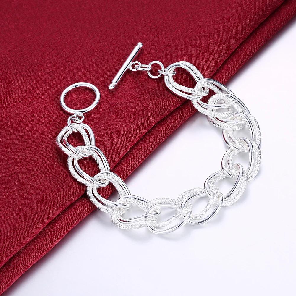Sterling Utsøkt Solid Kjede Armbånd Mote Sjarm Kvinner Menn Bryllup Søte Enkle Modeller Smykker