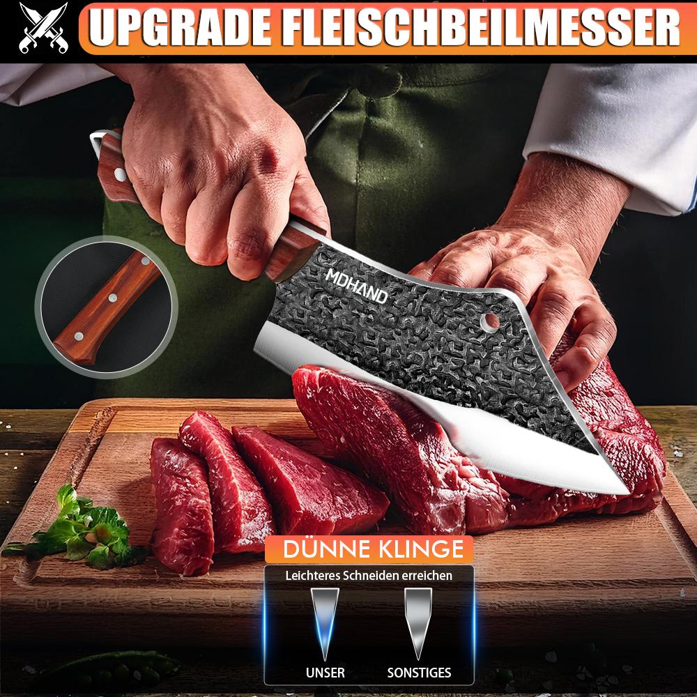 Set de Cuțite de Măcelărie cu Lamă din Oțel cu Carbon Ridicat Forjate Manual cu Mâner Ergonomic din Lemn Set de Cuțite de Bucătărie