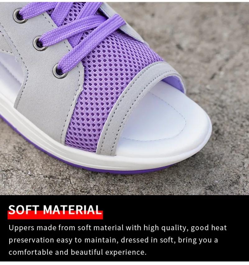 Damesandaler med stropper og plattform Sports Sabot Sneakers Sko Åpen tå Komfortable Casual Mesh Pustende Sandaler Sommer