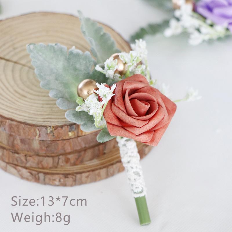 Anstecker Blumen Künstlich Weiße Rosen Seide Elfenbein Corsage Knopfloch Trauzeugen Anstecker für Herren Hochzeitszubehör