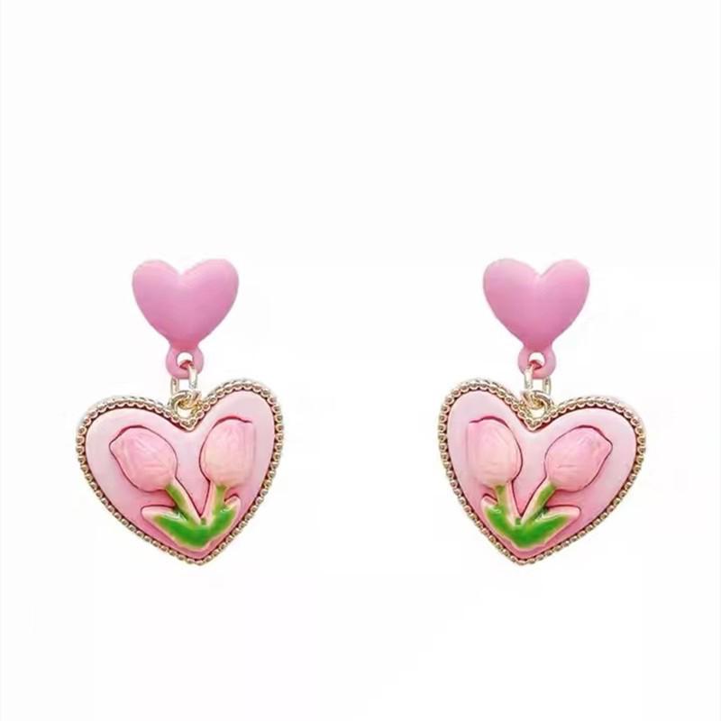 Koreanische Silbernadel Kristallperlen Tulpenblumen Ohrringe - Elegant, Schlichtes Design für Frauen