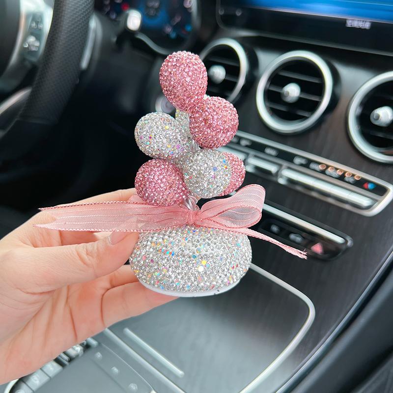 

Роскошные Милые Глиняные Инкрустированные Бриллиантами Украшения в Виде Воздушного Шара-Машинки, Подвески-Шармы для Украшения Приборной Панели Автомобиля, Аксессуары для Интерьера Автомобиля розовый