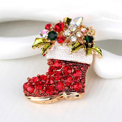 Shining Boots Christmas Brooches For Women Unisex Plants Shoes New Year Brooch Pin Gifts