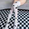 Women’s Wide Vertical Striped Thigh High Halloween Party Novelty Stockings Cute Cosplay Long Lace Top Bow Over Knee High Socks