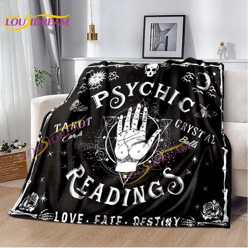 Magic Ouija Board Alphabet Blanket Witchcraft Pentagon Blanket for Bedroom Living Room Sofa Gothic Ouija Hand Flannel Blanket