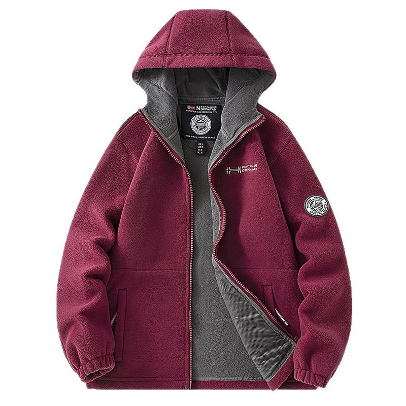 Men's and Women's Embroidered Warm Hooded Winter Fleece Jacket 8918 - Popular Internet Celebrity Style