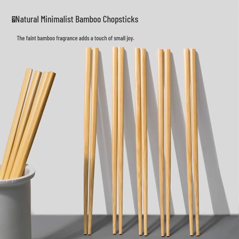 NHZHIW Natural Antibacterial Bamboo Chopsticks, 10-Pair Set