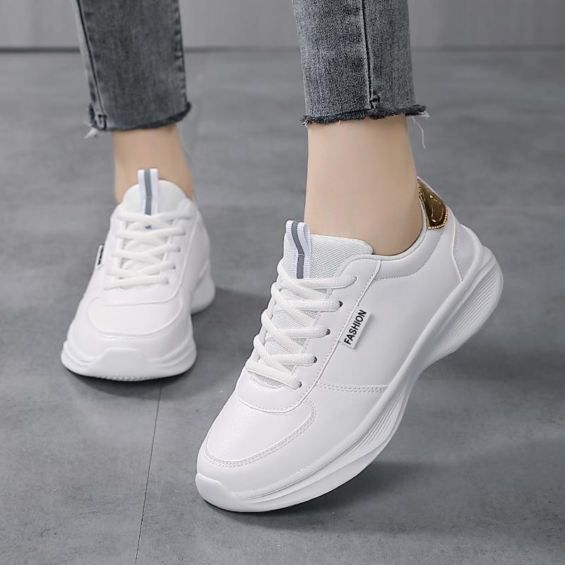 Fashion 2025 Leather Permeable Small White Shoes Sports Shoes Student Non-slip Running Shoes Fashion Lace-up Casual Shoes Casual Running