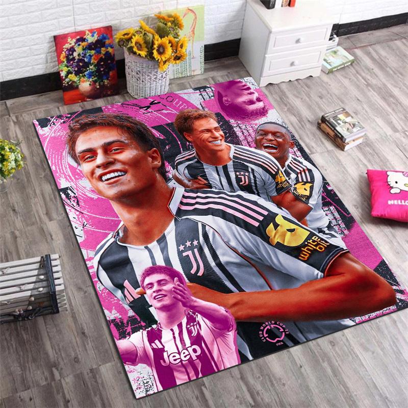 Juventus Football Player Pink Graffiti Art Print Area Rug Non‑Slip Rectangular Floor Mat Soccer Fan Home Decor Rug for Gaming Room Living Bedroom