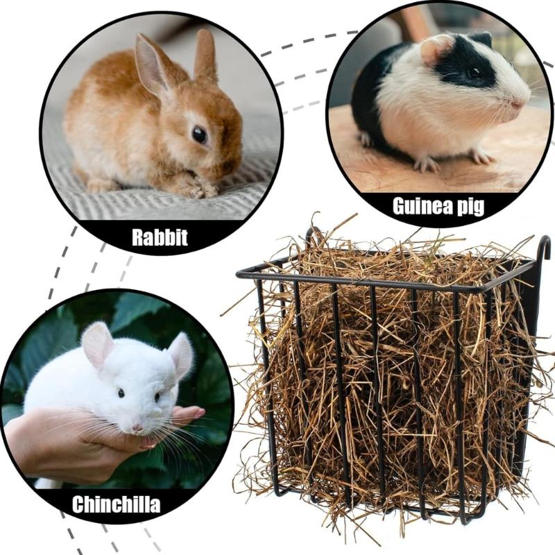 Metal Guinea Pigs Hays Rack Durable Anti Tip Structure Space Saving Cage Feeder For Small Pet