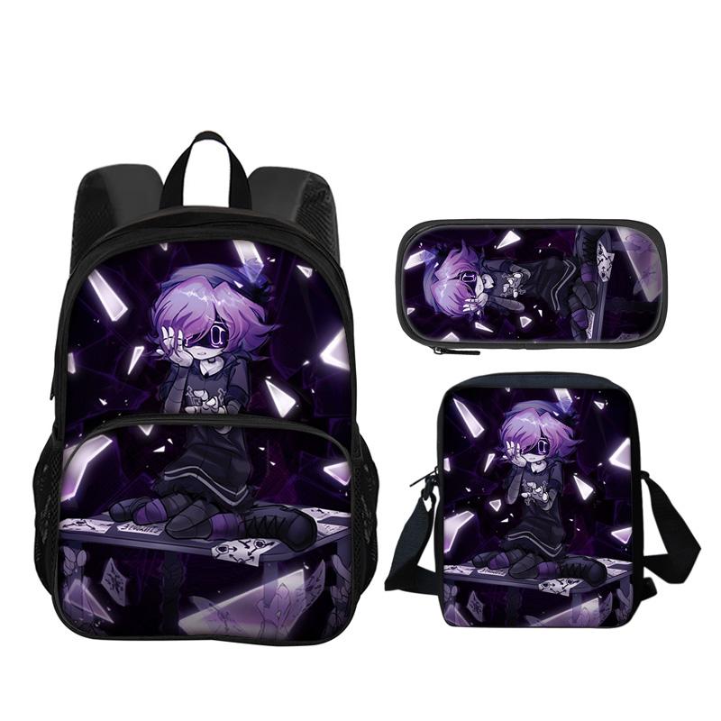 Murder Drones Round Front Bag Backpack Pen Bag Shoulder Bag 3Pcs Set Versatile  Boy or Girl School Birthday Best Gift
