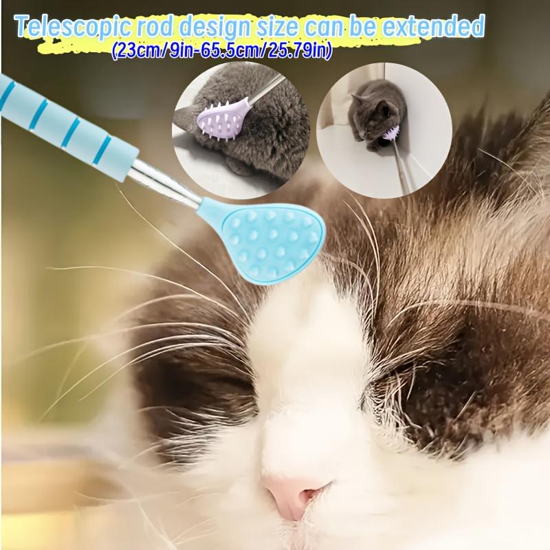 Multi-Color Telescopic Handle Pet Massage Comb, Cat Soothing Itch Brush, Durable Metal and Plastic Grooming Tool for Enhanced Pet Health and Comfort