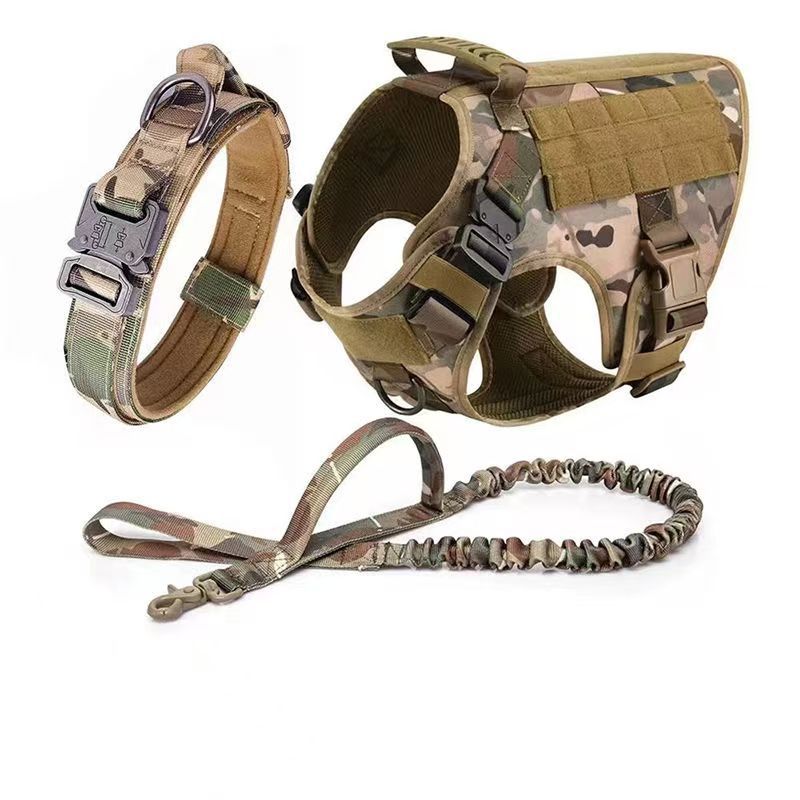 Tactical leash harness nylon large dog dog vest pet chest and back collar set