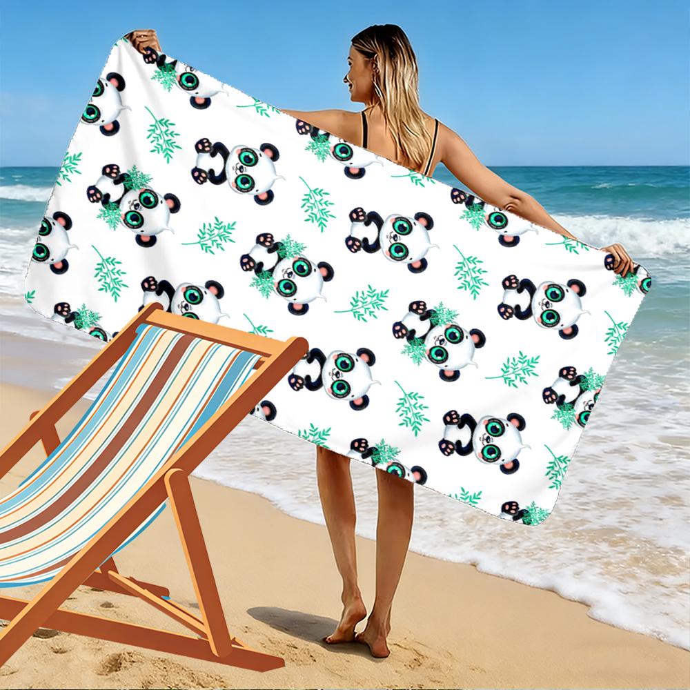 Süßes Panda und Bambus Muster Design Strandtuch schnelltrocknend für Reise Outdoor-Sportarten Joggen Strand und Schwimmen