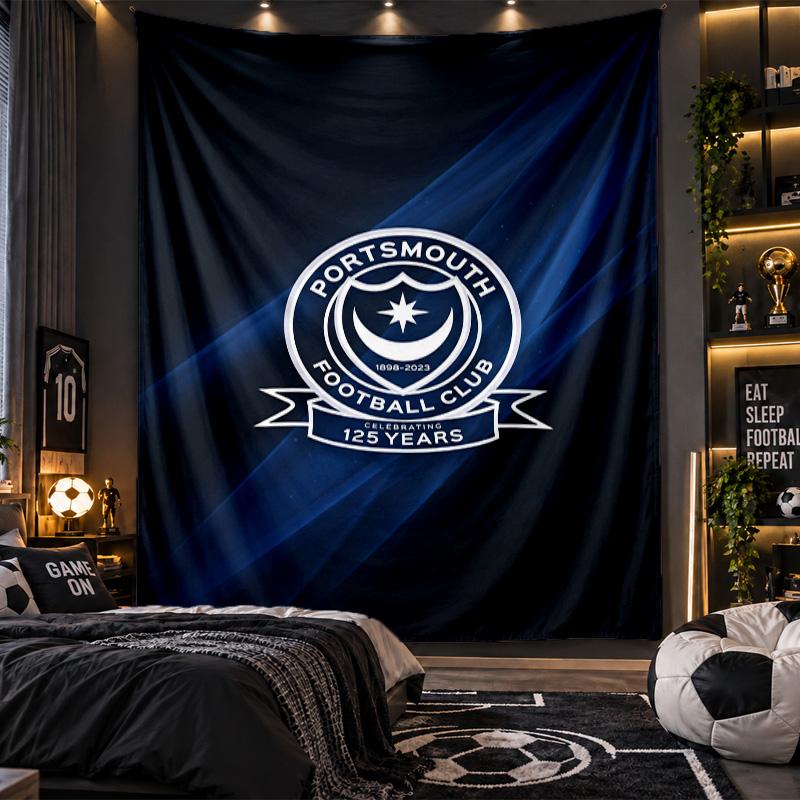 Wall Hanging Tapestry Portsmouth FC Print Cloth for Living Room Bedroom Home Decor