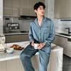New pajamas boys spring and autumn summer long-sleeved trousers ice silk Korean high-end men's thin loungewear suit