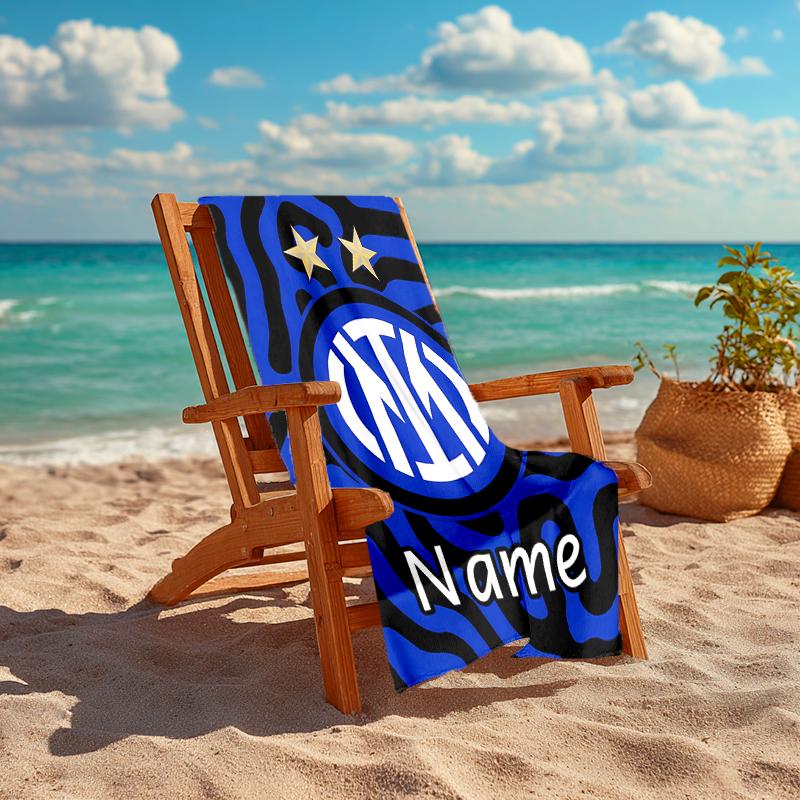 Personalized Customized Proof Beach Towel with Inter Milan Pattern - Soft, Absorbent,quick-drying,perfect Swimming,camping&bathing