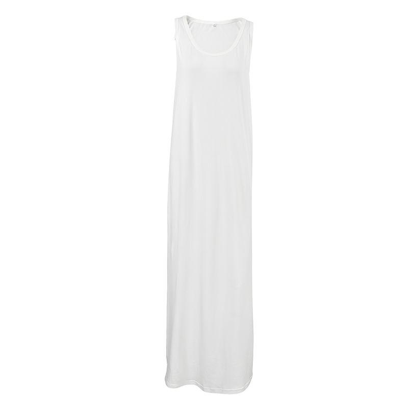 European and American Ladies Dress Simple Women's Clothing Street Casual T-shirt Long Dress Inner Home Wear U-Collar