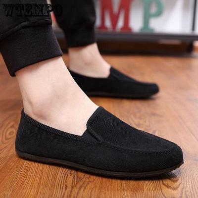 Herenschoenen Heren Canvas Schoenen Een Voet Stijgbeugel Heren Casual Schoenen Ademende Oude Beijing Stoffen Schoenen