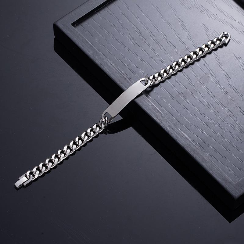 Stylish And Simple Cuban Chain Men'S And Women'S Jewelry Smooth Surface Lettering Titanium Steel Couple Bracelet Jewelry
