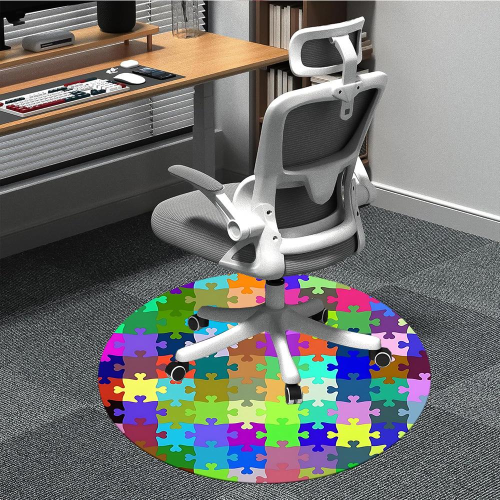 

1pc Puzzle Circle Chair Carpet for Office, Non-slip, Soft and Durable Office Rug for Decoration, Perfect for Office yy260105037 80cm by 80cm