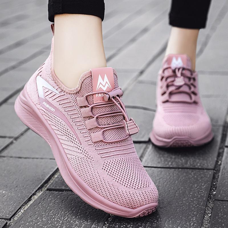 Women's Breathable Mesh Casual Sports Shoes, Solid Color Versatile Leisure Footwear.
