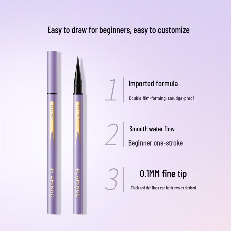 Flamingo Fine Essence Long-Lasting Sweat-Proof Eyeliner Pen - Black/Brown, Soft Tip