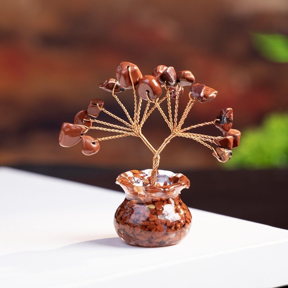 Car Dashboard Tree Of Life Prosperity Crystal Decor With Natural Gemstone For Office And Home