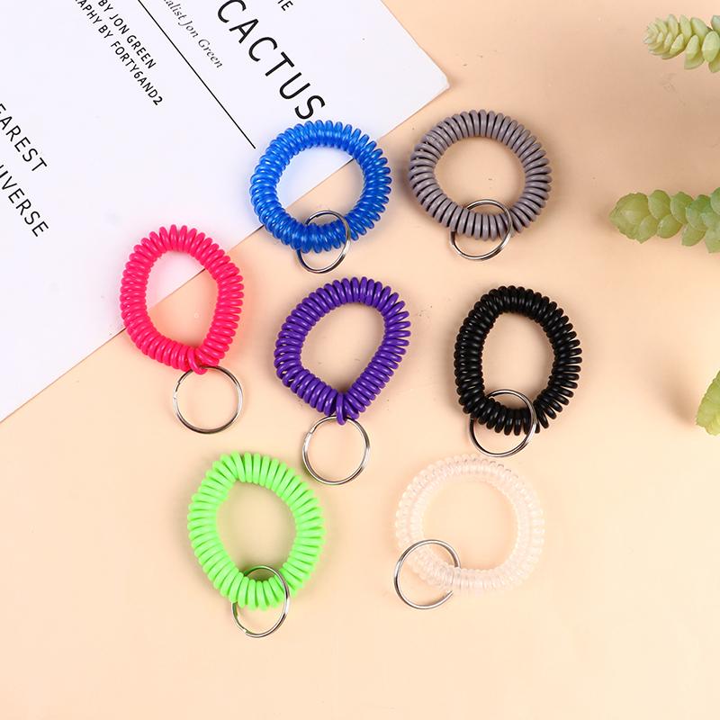 10Pcs Multipurpose Stretchable Wristband Keychain Spring Flexible Spiral Elastic Band Bracelet Key Holder Ring For Sauna Gym Outdoor Sports Hair Rings